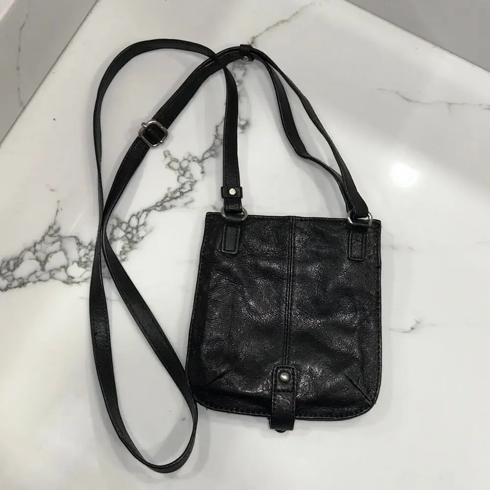 Banana Republic Black Swingpak Soft Lambskin Crossbody Bag Mini - Picture 3 of 10